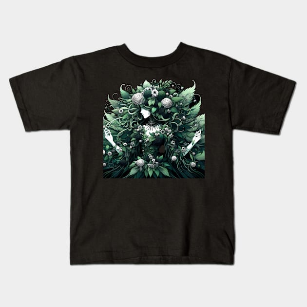 Metal ghotic lady poison flower Kids T-Shirt by Mechanime World